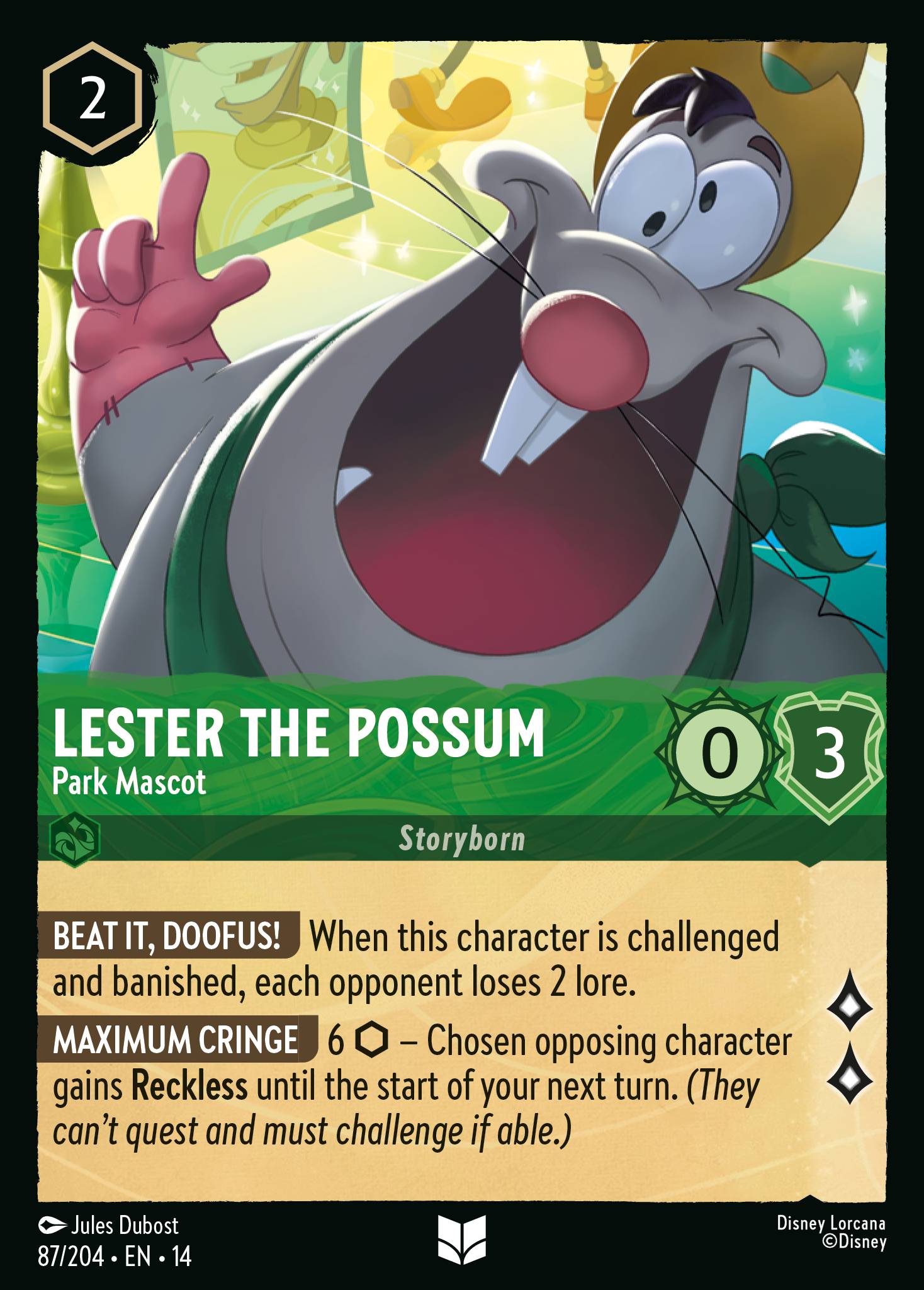 Lester the Possum · Park Mascot