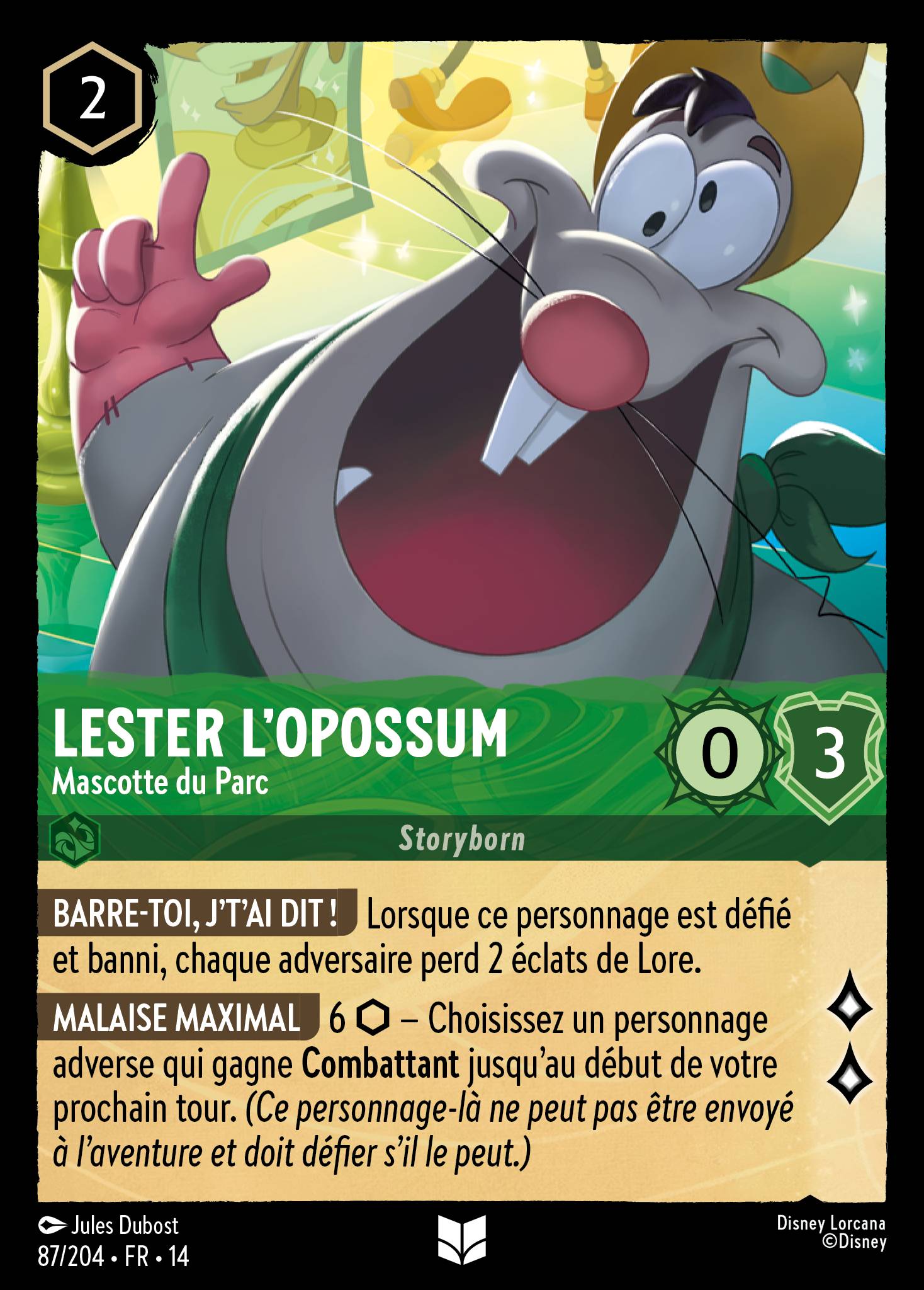 Lester l’opossum · Mascotte du Parc